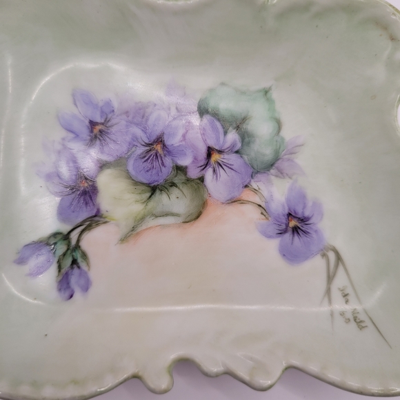 Vintage Hand-Painted Floral Trinket Ring Dish - Picture 3 of 6
